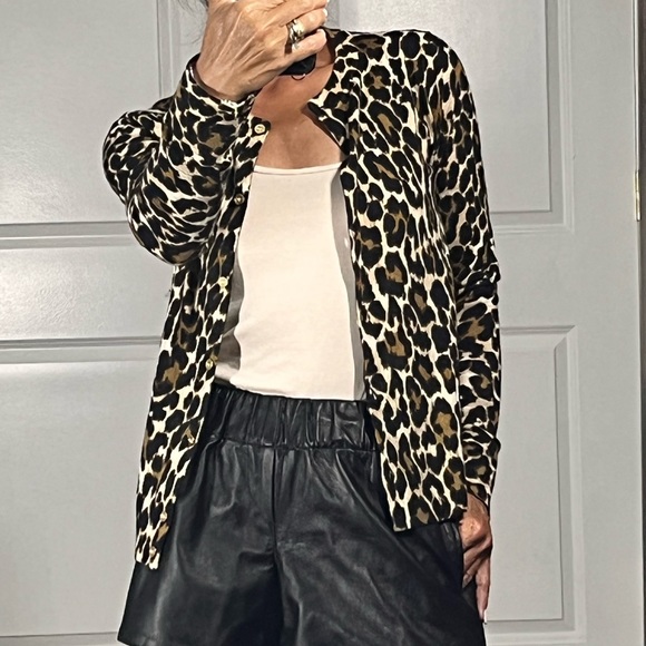J. Crew Sweaters - J Crew 100% merino wool leopard print cardigan size S